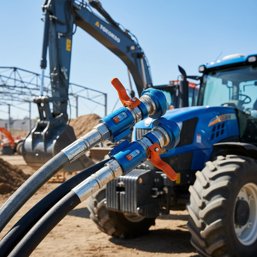 Heavy equipment hydraulic lines in the field