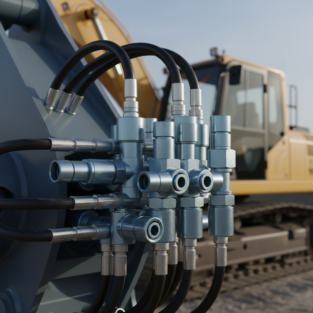 Hydraulic quick couplers connecting on heavy equipment